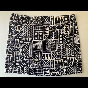 JCrew mini skirt navy & white abstract pattern
